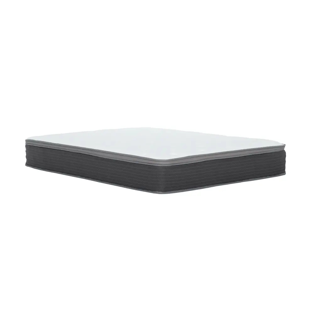 10" Full Size Hybrid Mattress Box, Gel Memory Foam Mattress Top Pocket Coil Base - Gray / White
