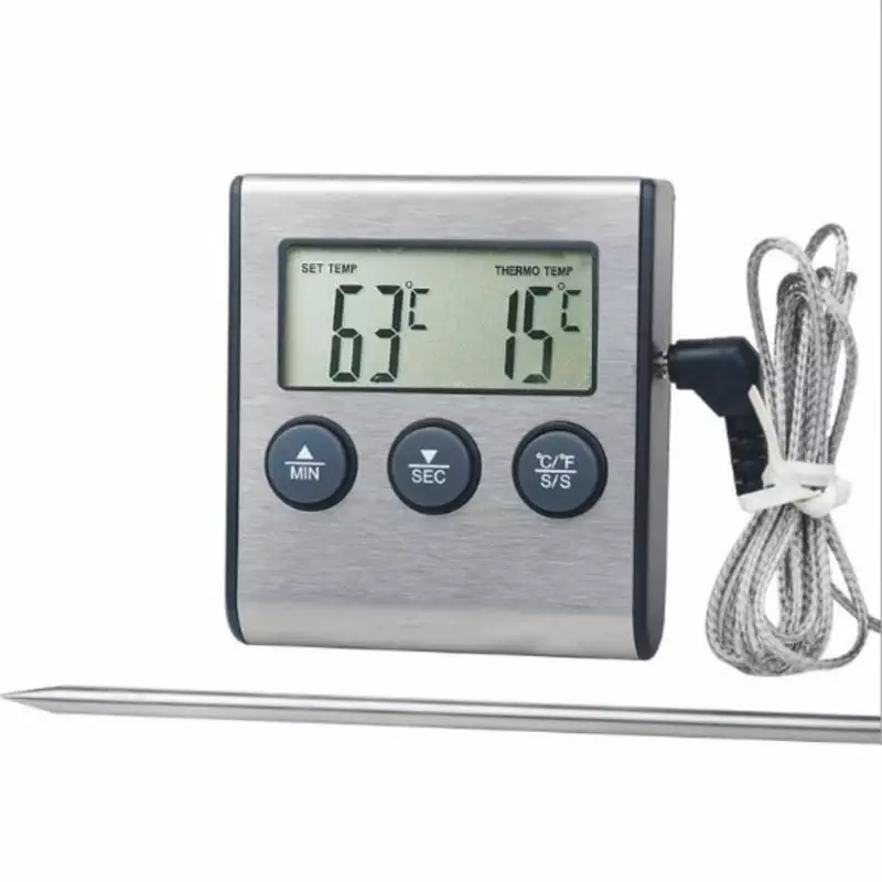 Clearance Kitchen Food Cooking Meat BBQ Thermometer Timer Stainless Steel Materials Kitchen Supplies Oaktree