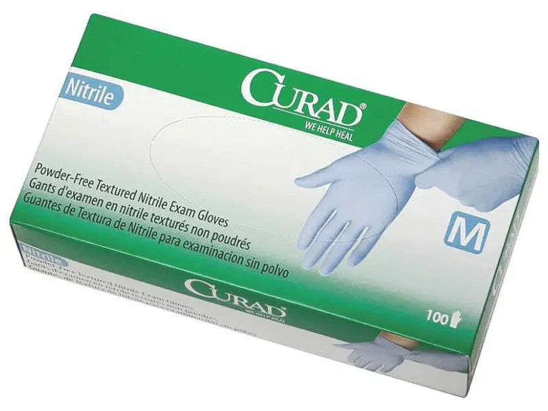 Curad CUR4145R Nitrile Powder-Free Exam Gloves - Large Medical and Household Use