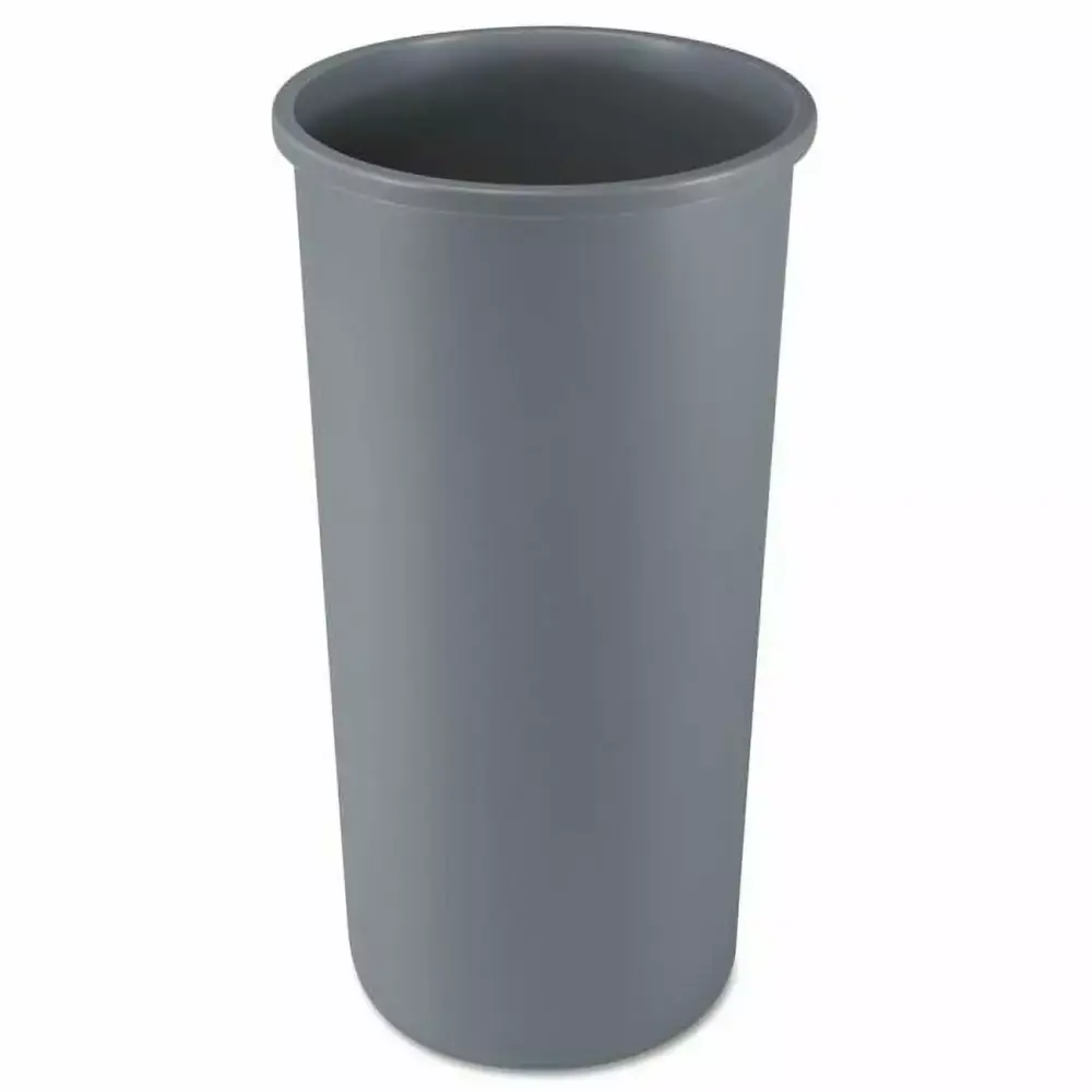 Untouchable 22-Gallon Round Plastic Waste Container Gray