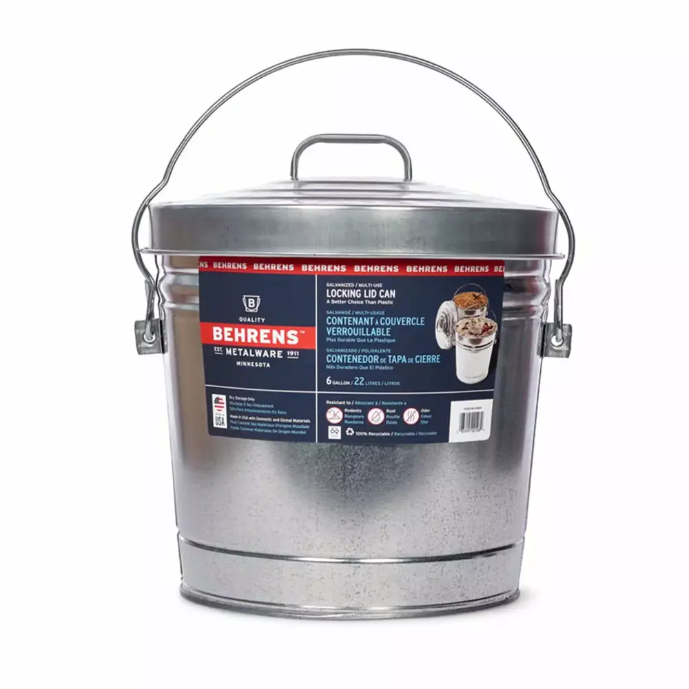 BEHRENS Galvanized Steel Locking Lid Storage Can 6-Gallon 6