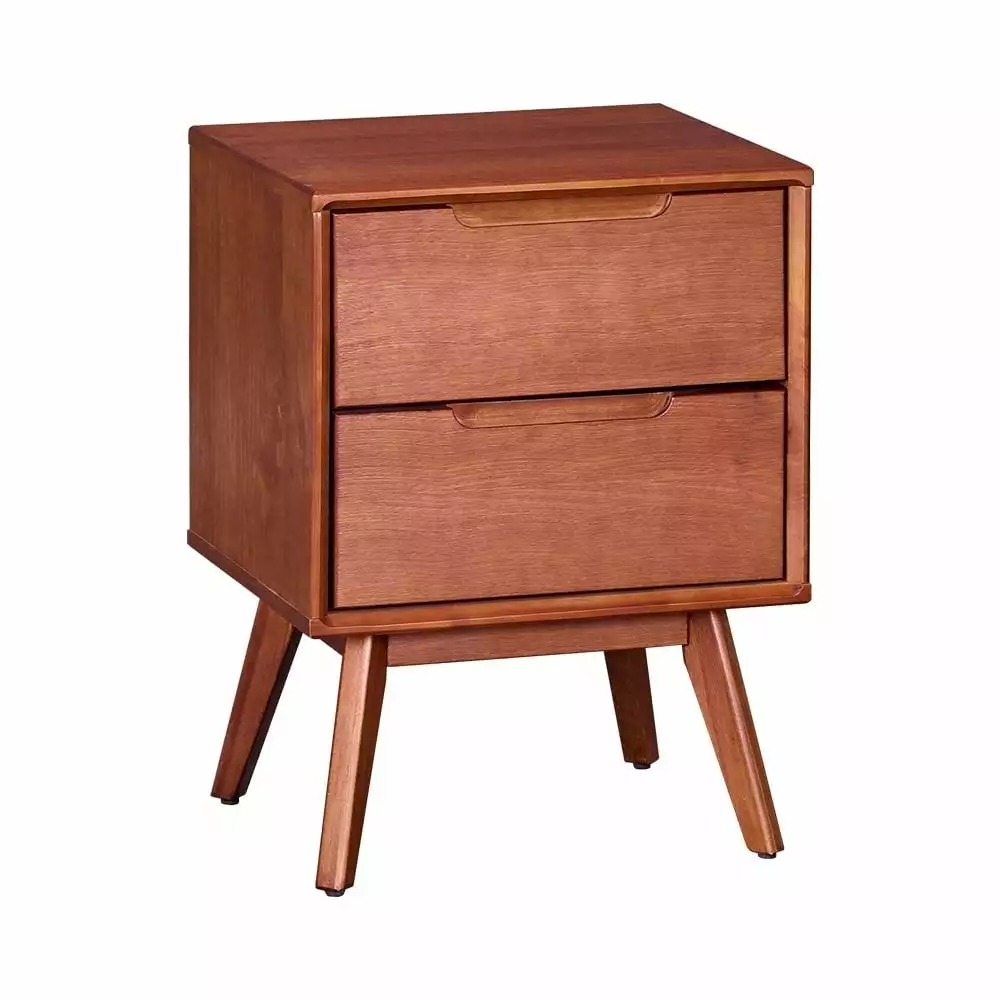 Mid Century Modern Style Brown Wooden Nightstand Angled Legs Bedside Table Bedroom MUSEHOMEINC