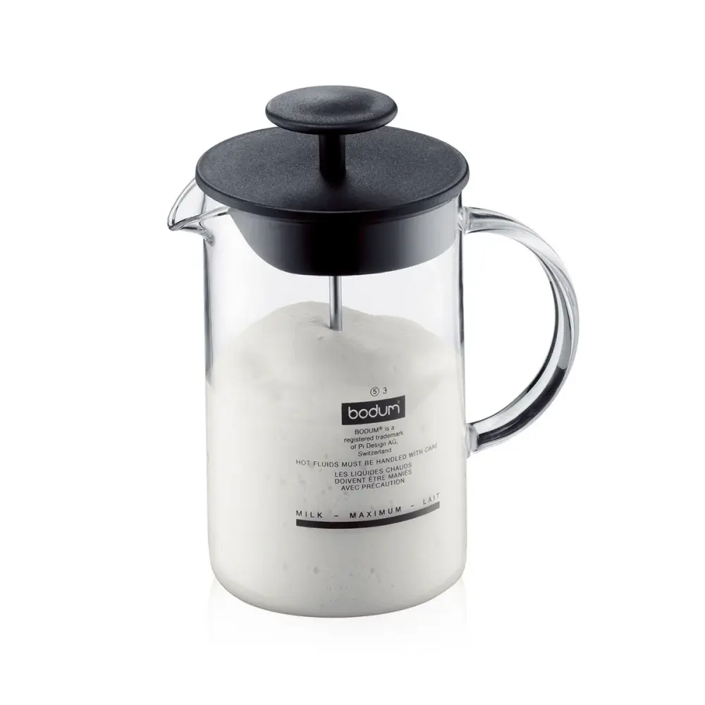 Certified Organic LATTEO Milk frother glass handle, 0.25 l, 8 oz