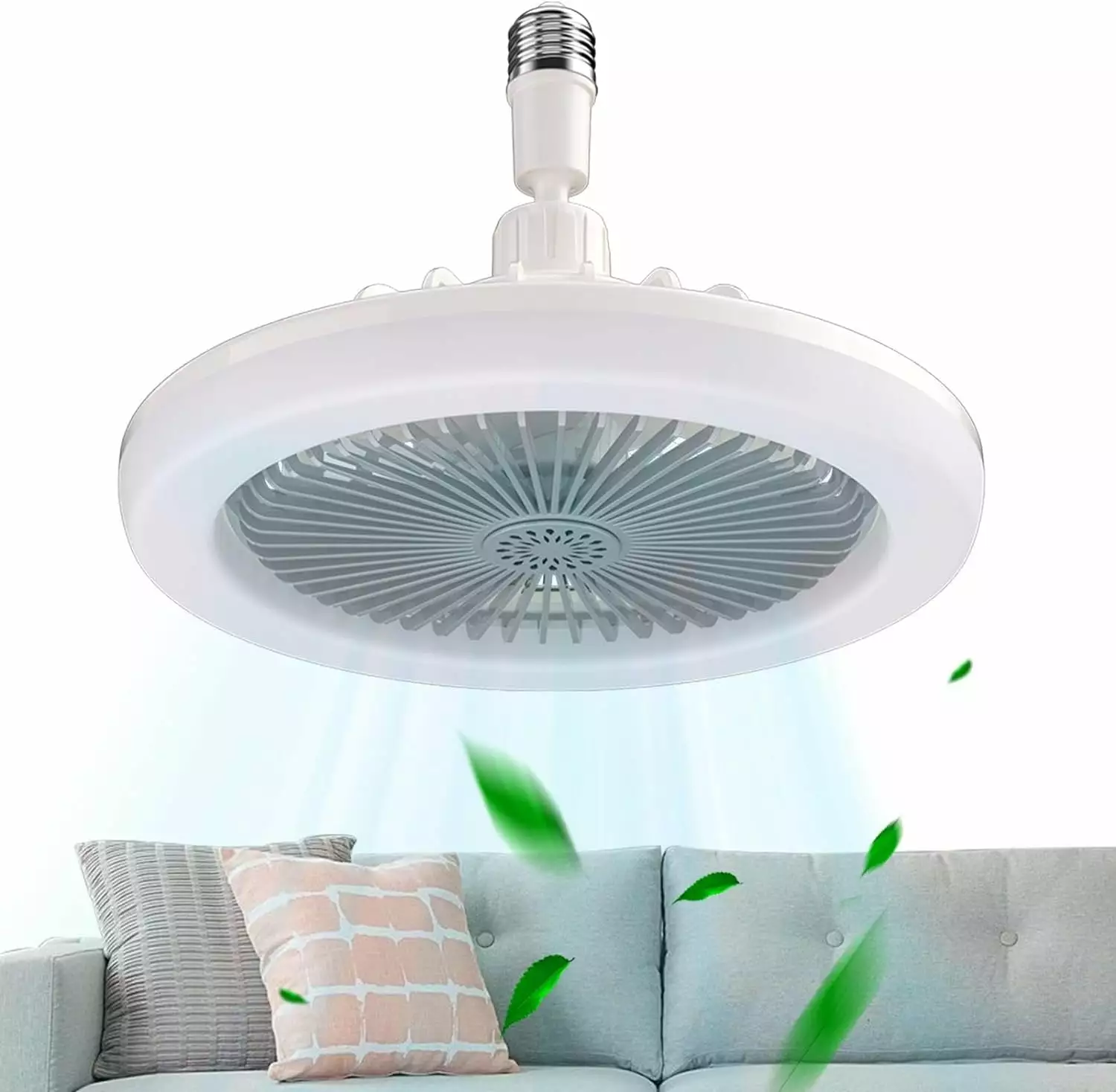 FIMEI Mini Socket Ceiling Fan Light Dimmable 3 Wind Speeds Remote Control