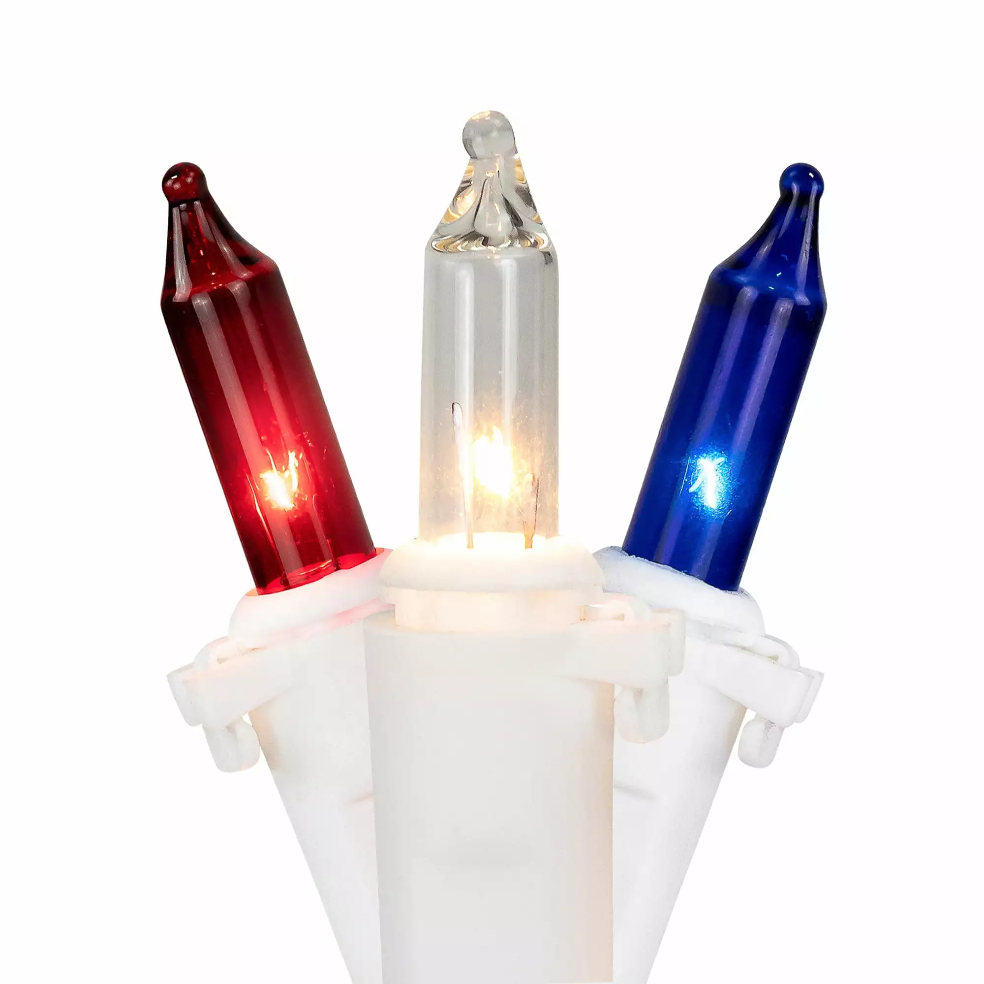 Northlight Mini Christmas Light Set Red White Blue 10' 50ct White Wire