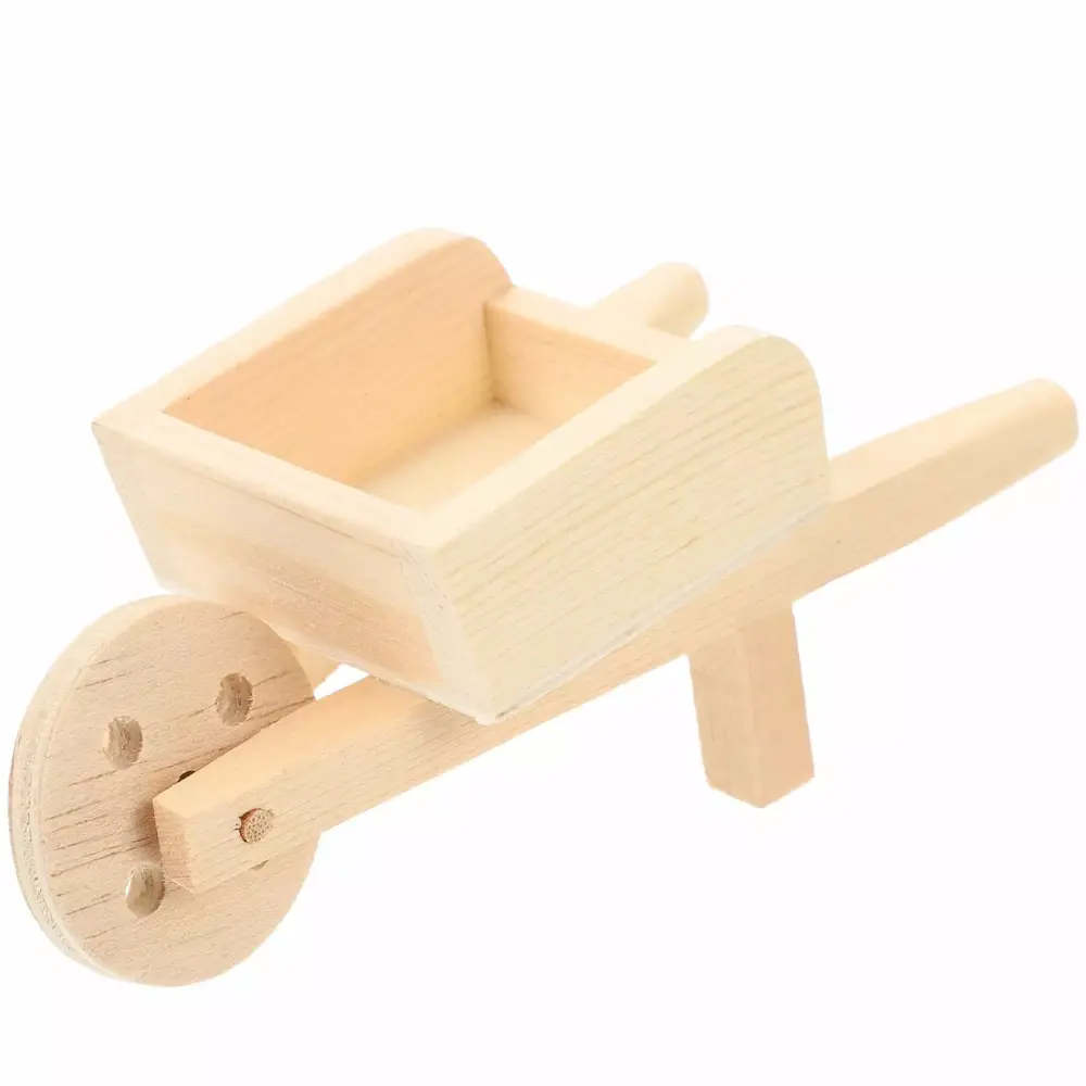 Tiny Cart Model Micro Landscape Wheelbarrow Farm Landscaping Prop 12x5