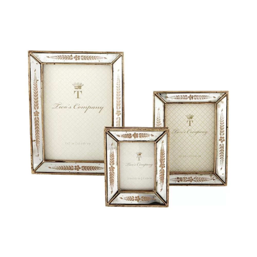Two's Company Verona Gold Leaf Mirror and Picture Frame Set 3 Multiple Sizes