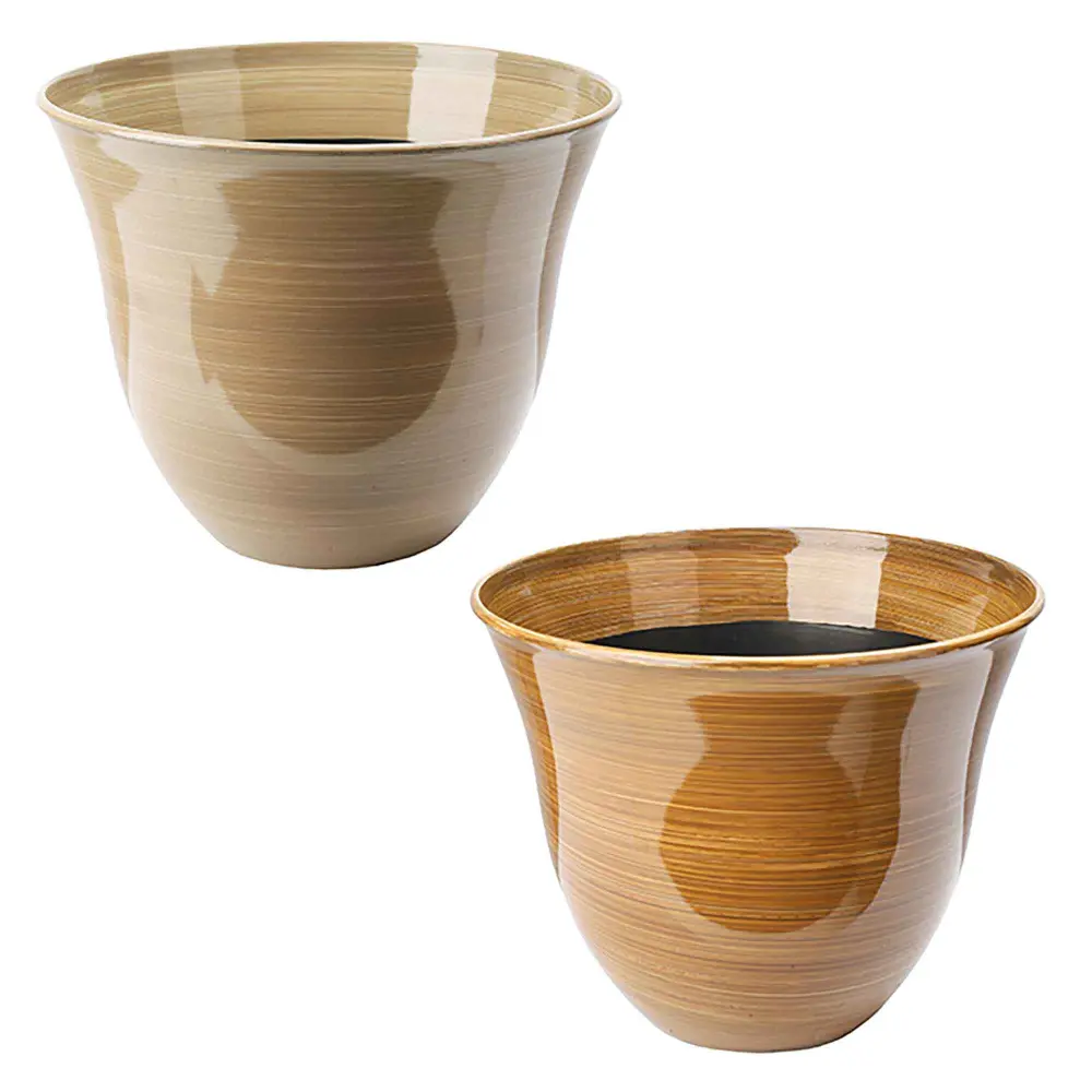 Round Pot Enameled Wood Finish, 13'' x 10.25'' (Choice between 2 Colors)