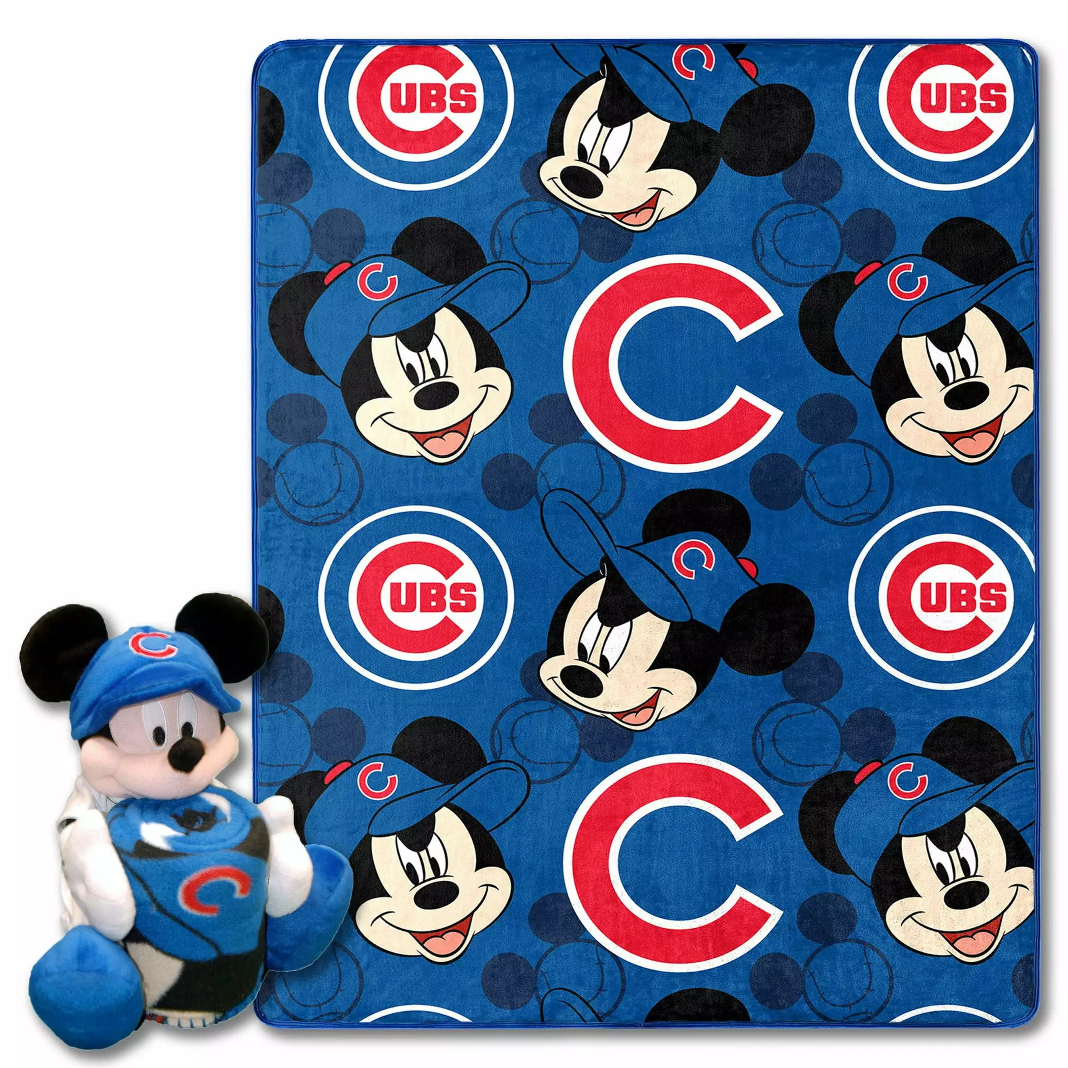 Official MLB Cubs Mickey Mouse Character Hugger Pillow & Silk Touch Throw Set Disney