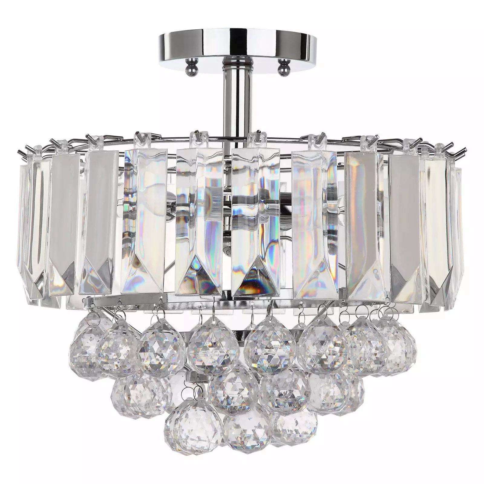 Safavieh Vaxel 3-Light 13.5 Inch Chrome Flush Ceiling Mount Hallway