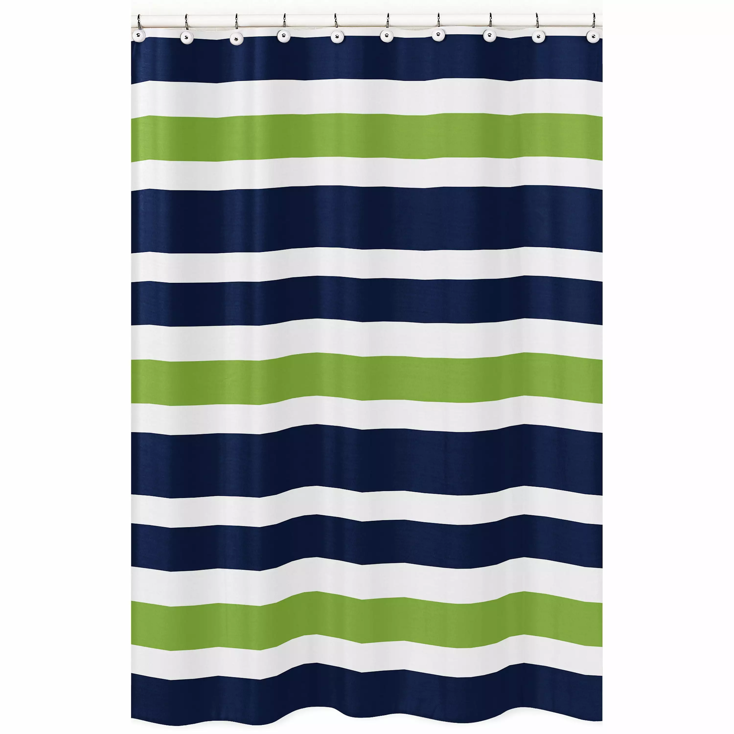 Stripe Navy and Green Fabric Shower Curtain Sweet Jojo Designs