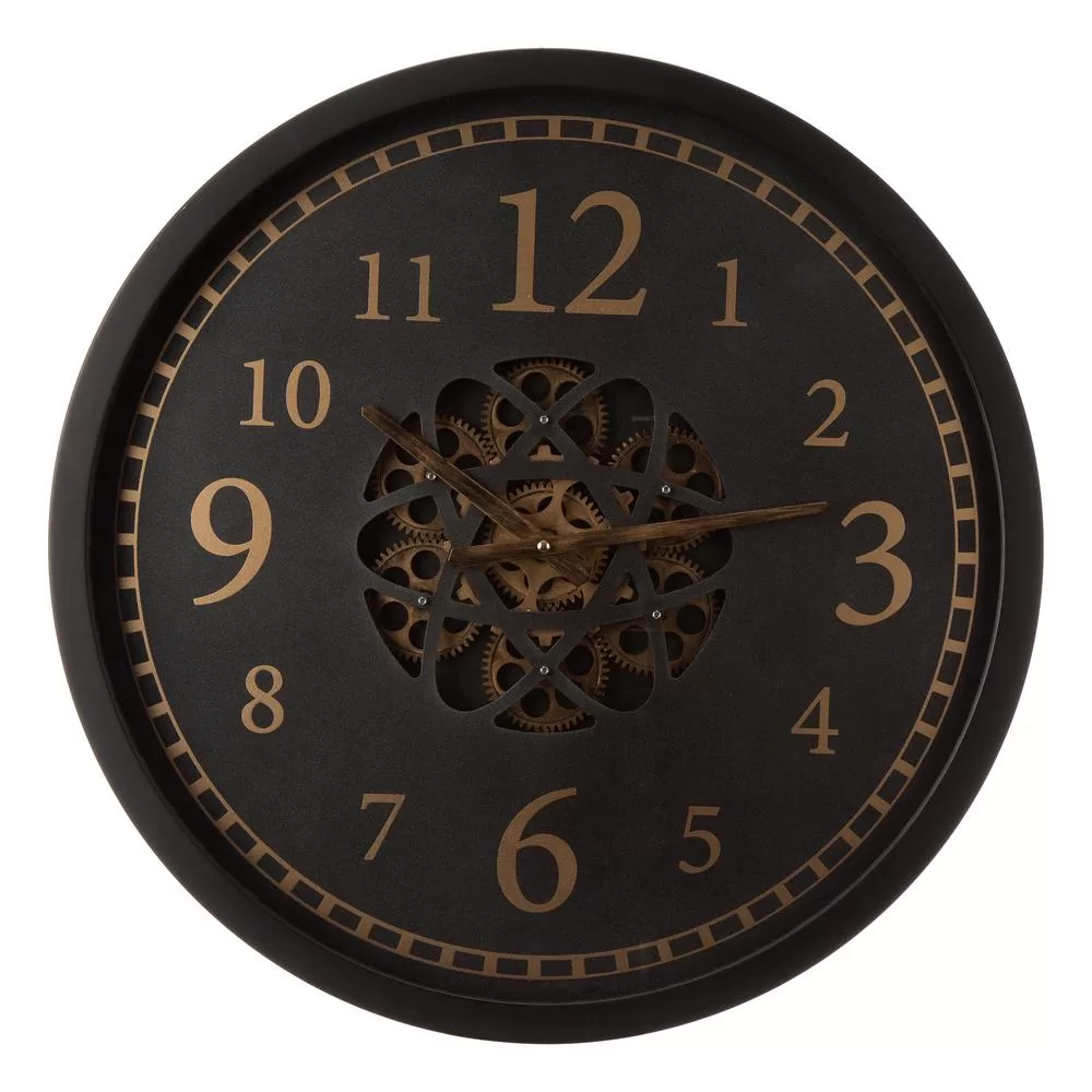 Glitzhome 22.83 Inch Modern Oversized Metal Wall Clock Moving Gears Design