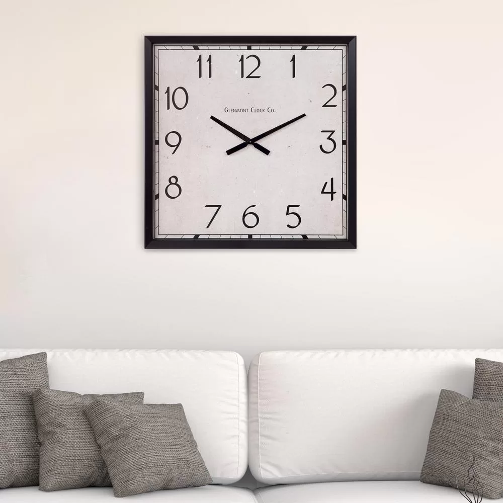 Pinnacle Modern Square Black Wall Clock Minimalist Style
