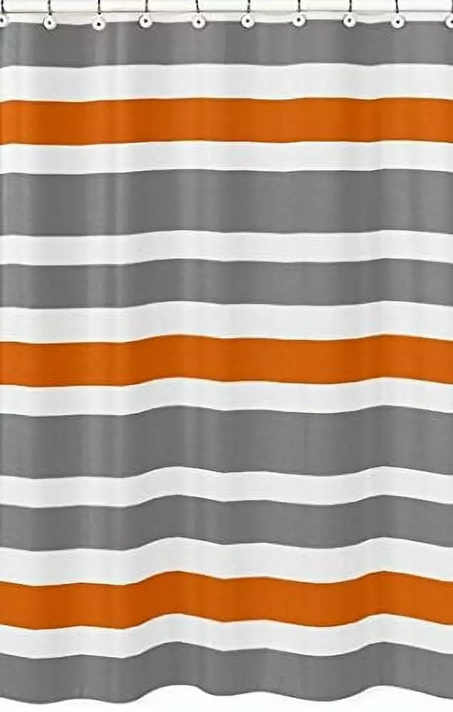 Stripe Gray and Orange Gatherion Shower Curtain Modern Bathroom Decor Sweet Jojo Designs