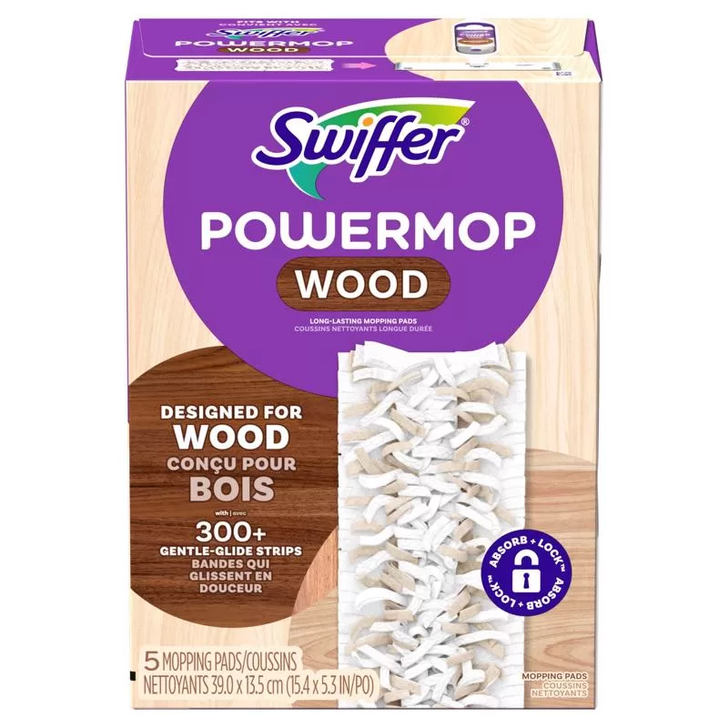 Swiffer 08190 Power Mop Wet and Dry Microfiber Mop Refill Pack 5