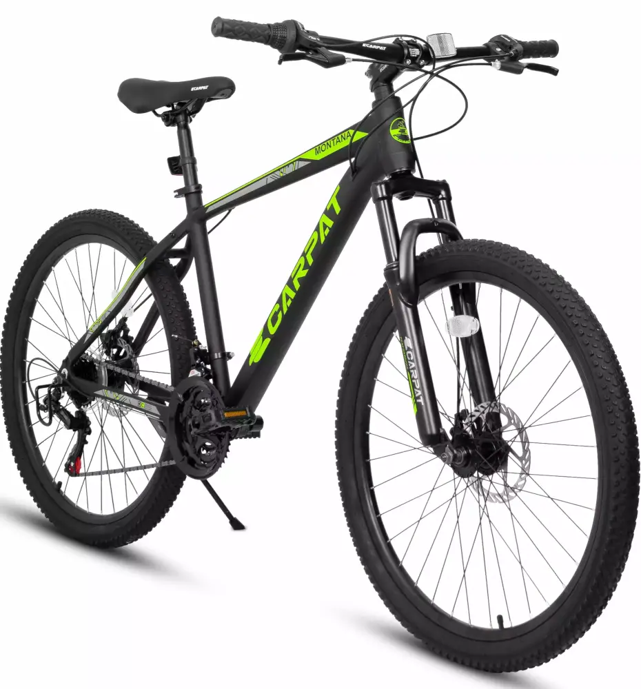 Aluminum Mountain Bike Men 26 inch Disc Brakes 21 Speed Black Green