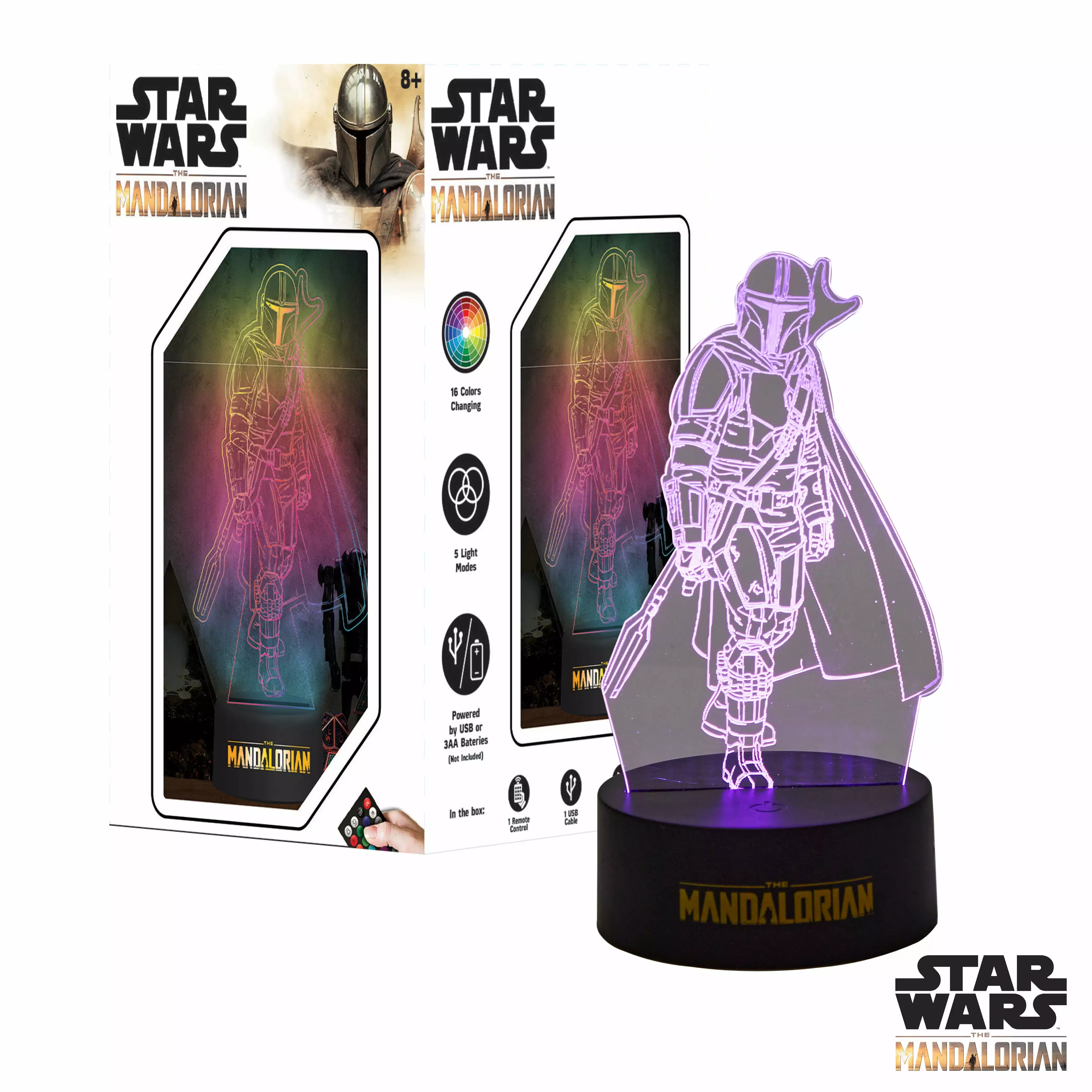 Lucas Star Wars Mandalorian Illusion Lamp 4.5 x 4.5 x 8 Inches