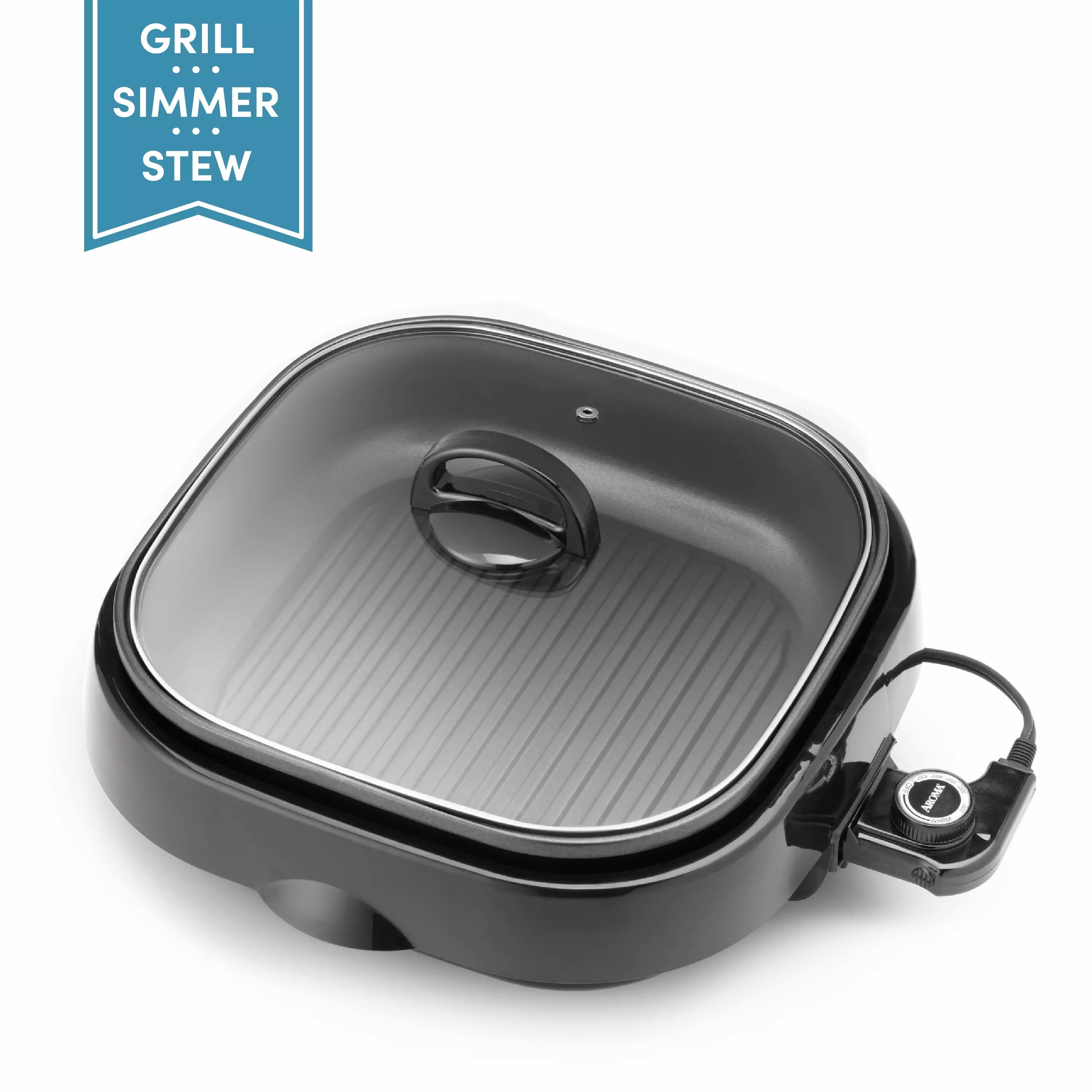 Aroma 4-Qt 3--1 Grillet Black Electric Grill Griddle and Panini Press