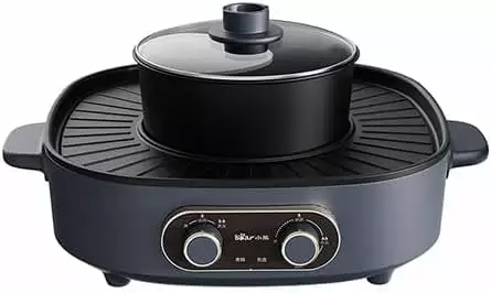 BEAR Electric Grill- Electric BBQ Grill- Electric Hotpot- Hotpot & Indoor BBQ-Multi-functional Grill and Shabu-shabu Compr...