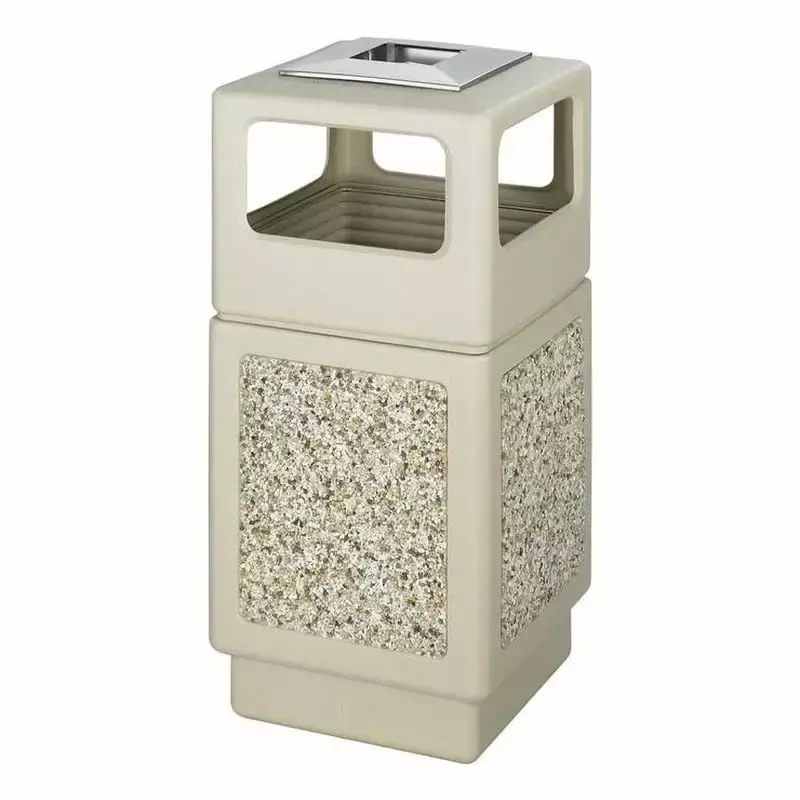 Safco Canmeleon Aggregate Panel 38 Gallon Beige Trash Can Ash Urn