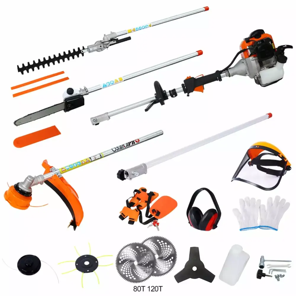 12--1 Multi-Practical Trimming Tool Gas Pole Saw and Weed Eater 52CC 2-Cycle Garden Tool System