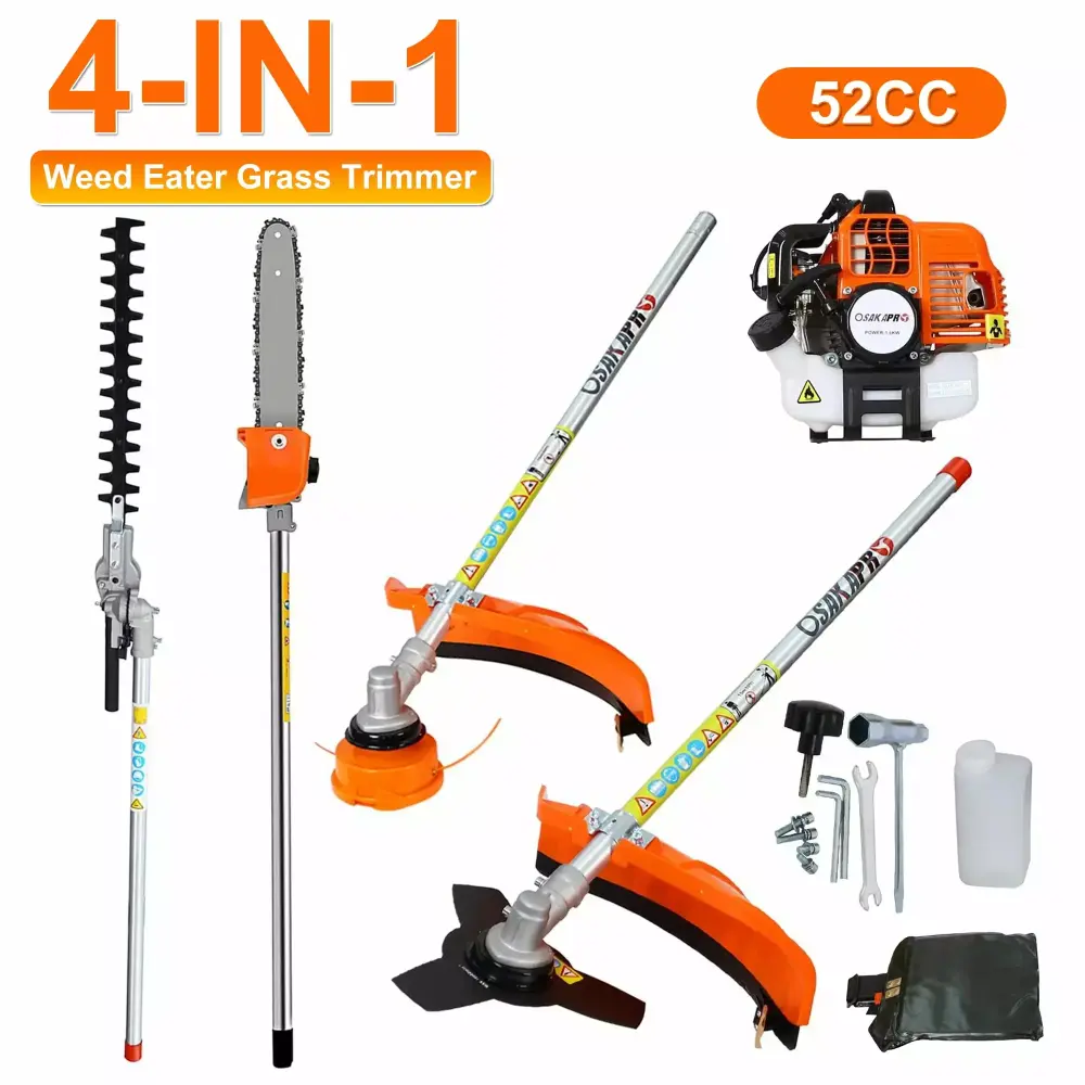 4--1 Gas Weed Eater Multi-Practical String Trimmer Hedge Trimmer and Brush Cutter 52CC 2-Cycle
