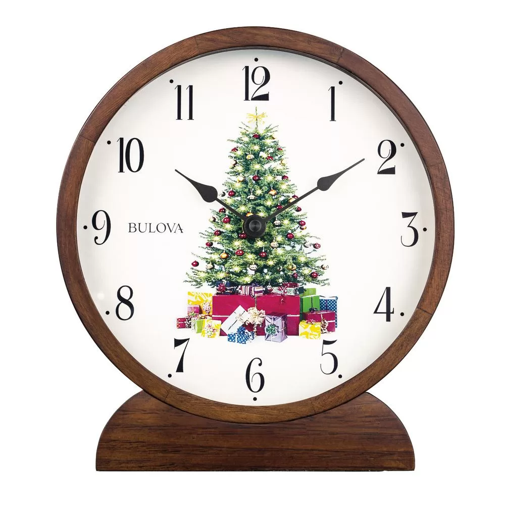 Bulova Holiday Sounds Hardwood Case Table Clock Musical Chimes