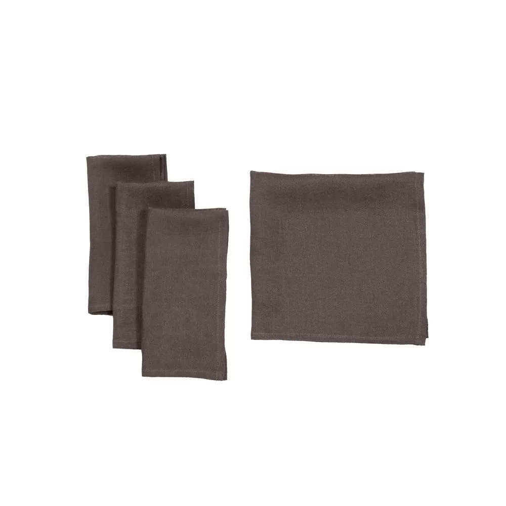 Manor Luxe 20x20 Inch Classic Linen Napkins Dark Gray Set 4 Elegant Dining Napkins