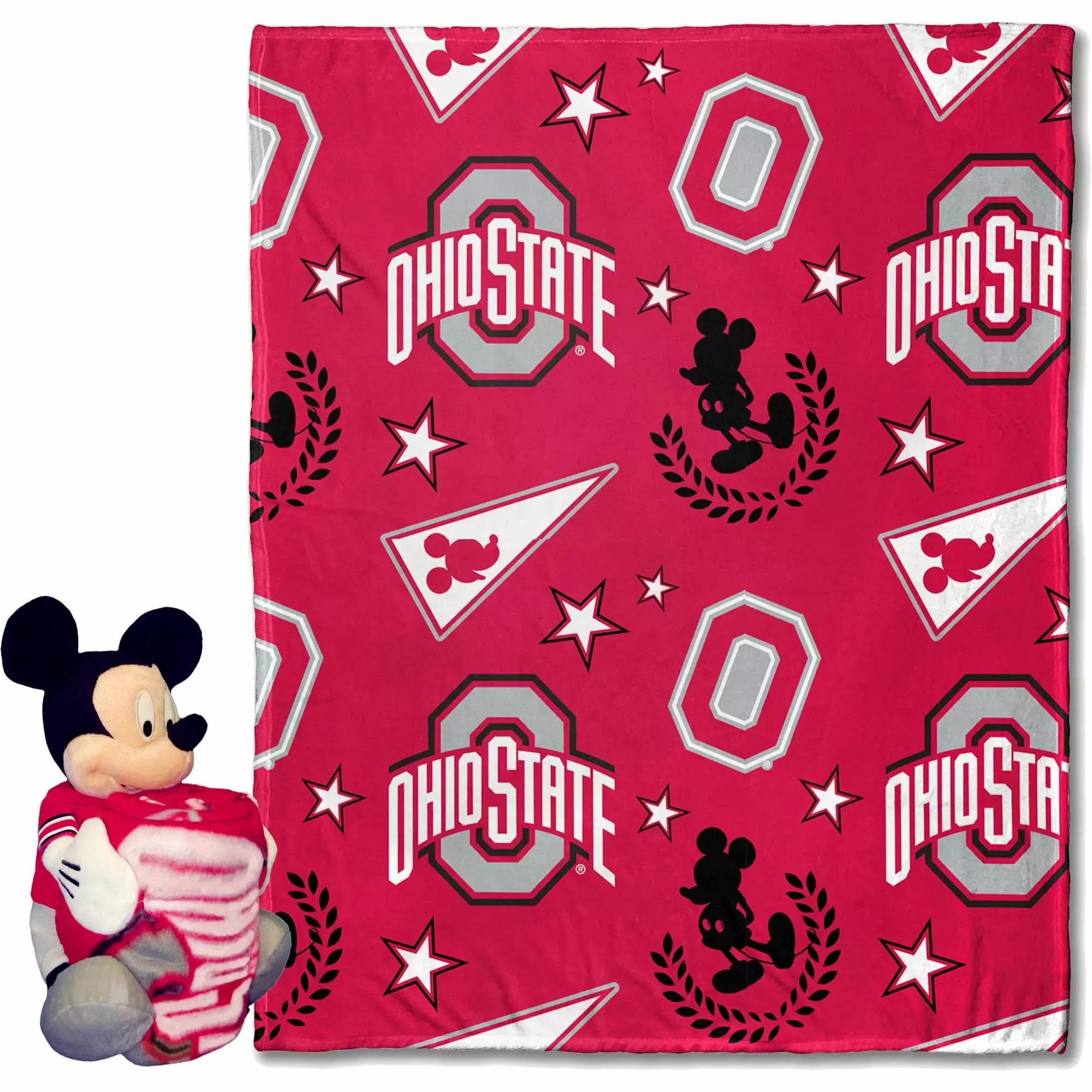 NCAA Ohio State Mickey Mouse Character Hugger Pillow & Silk Touch Throw Set Disney
