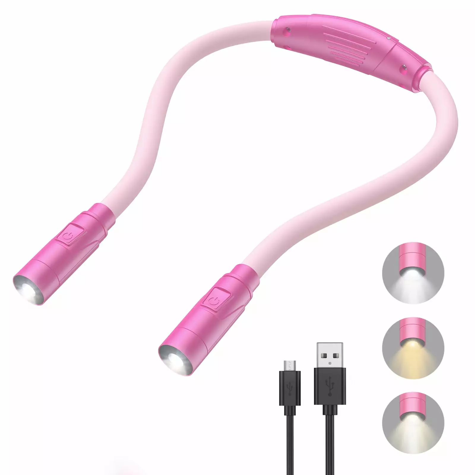 Reading Light Brifit LED Neck Reading Light Book Light Night Light Reading Knitting Camping Repairing Gift Pink
