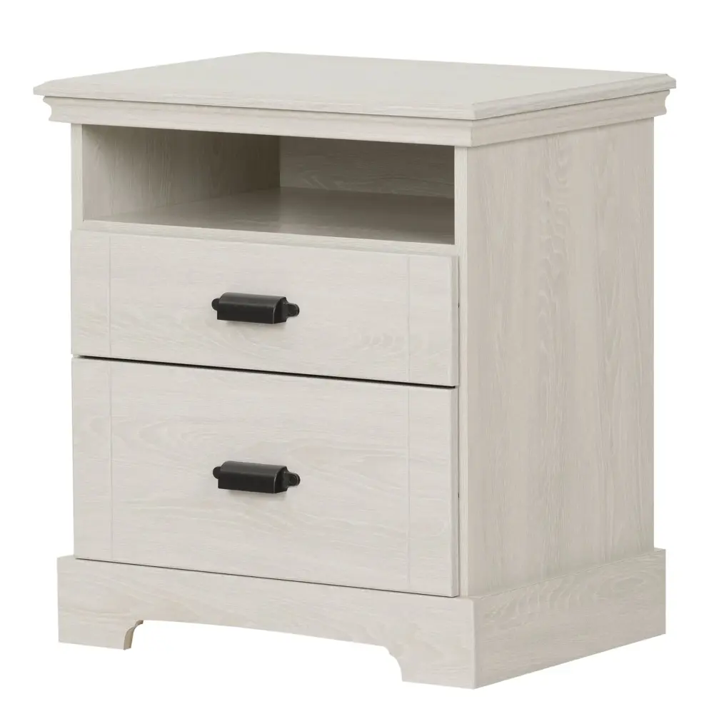 2-Drawer Nightstand - Avilla Winter Oak USB Charging Station