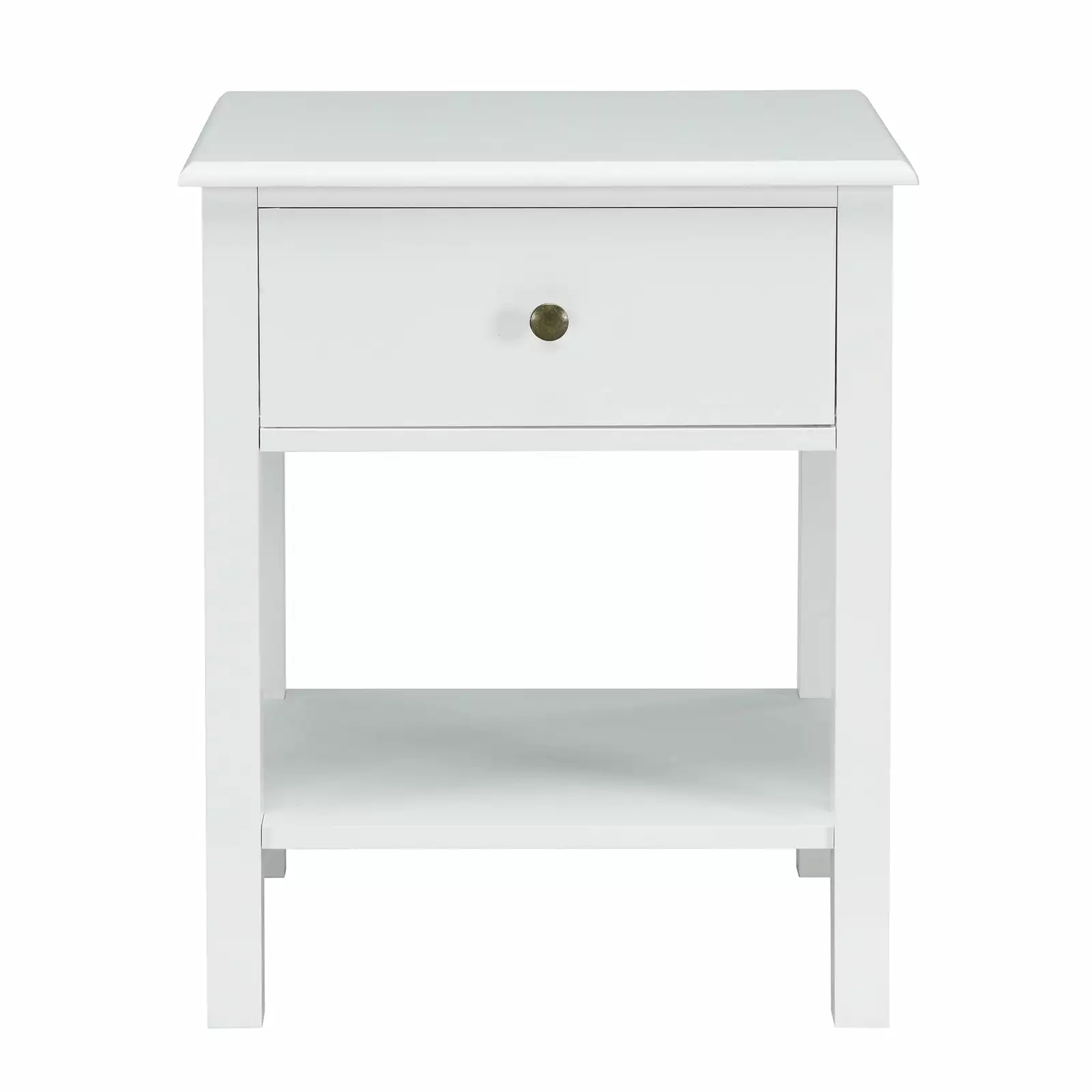 Giantex White Nightstand Drawer and Shelf Stable Frame Storage Cabinet Bedroom