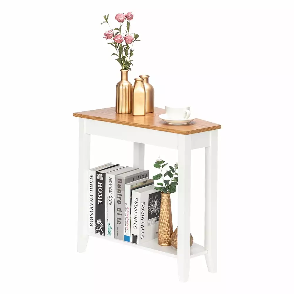 IVV 2 Tier Wooden Night Stand End Table Storage Shelf Walnut White