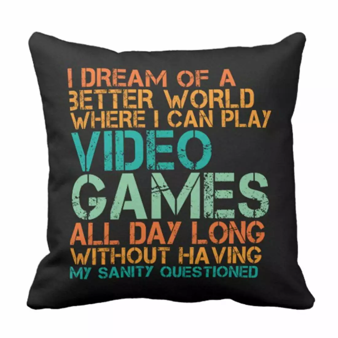 ARTJIA Funny Quote Video Games Geek and Gamer Pillow Cover 18x18
