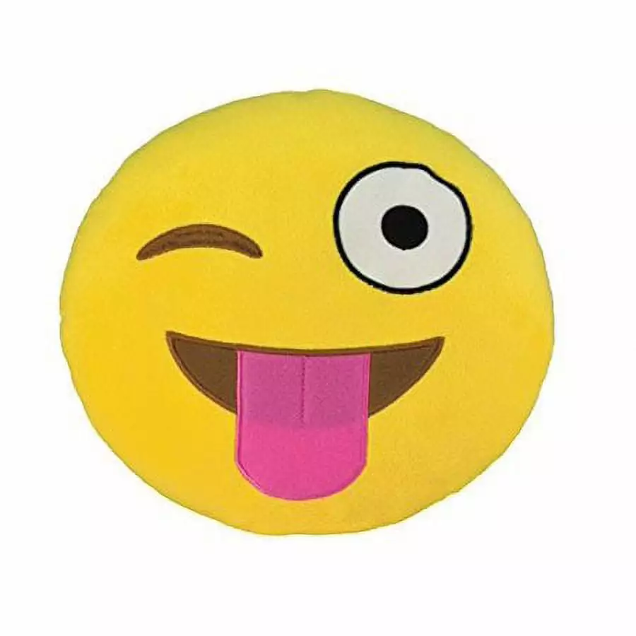 Emoji Large Pillow Silly Wink Fun Decorative Cushion