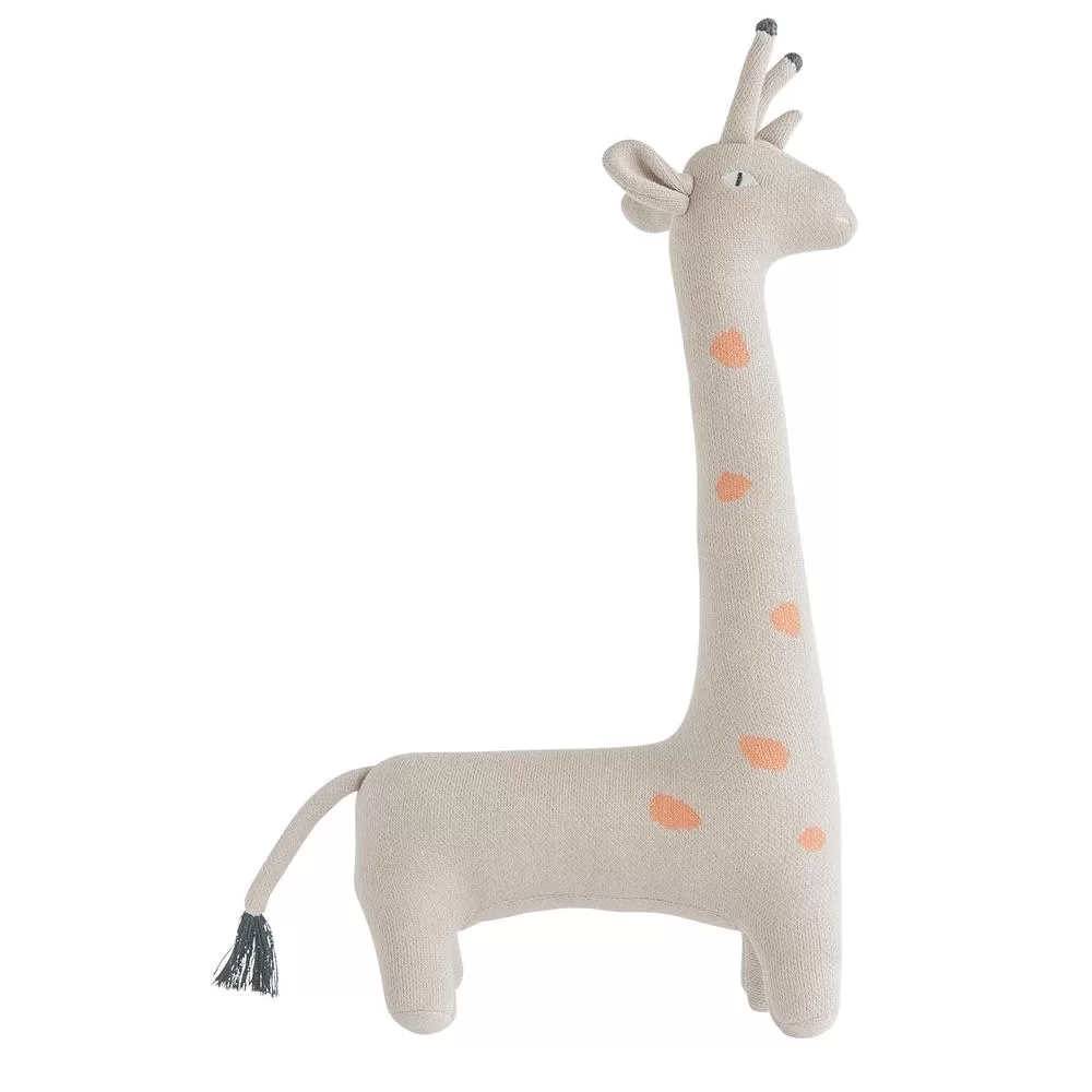 3R Studios Grey Orange Giraffe Shaped 13x22 Throw Pillow