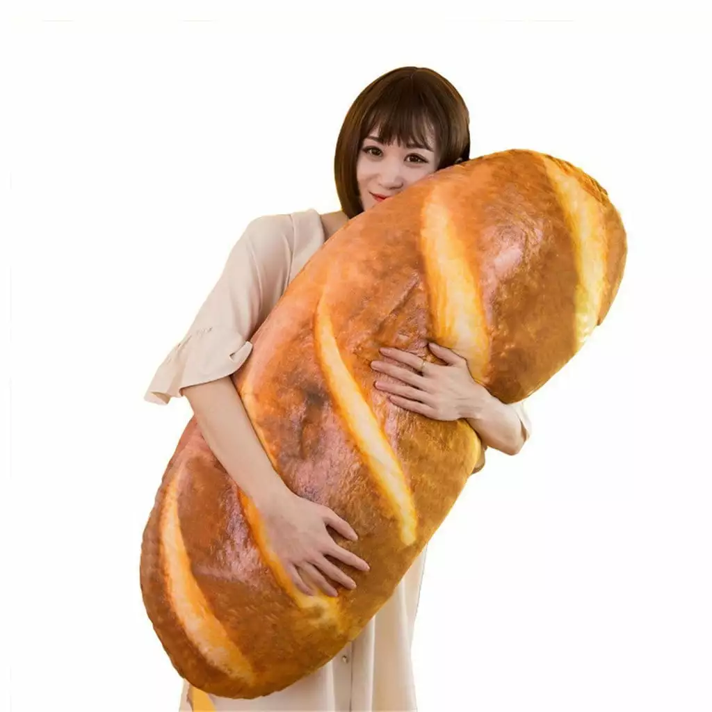 Toteaglile 3D Simulation Bread Shape Pillow Soft Lumbar Back Cushion