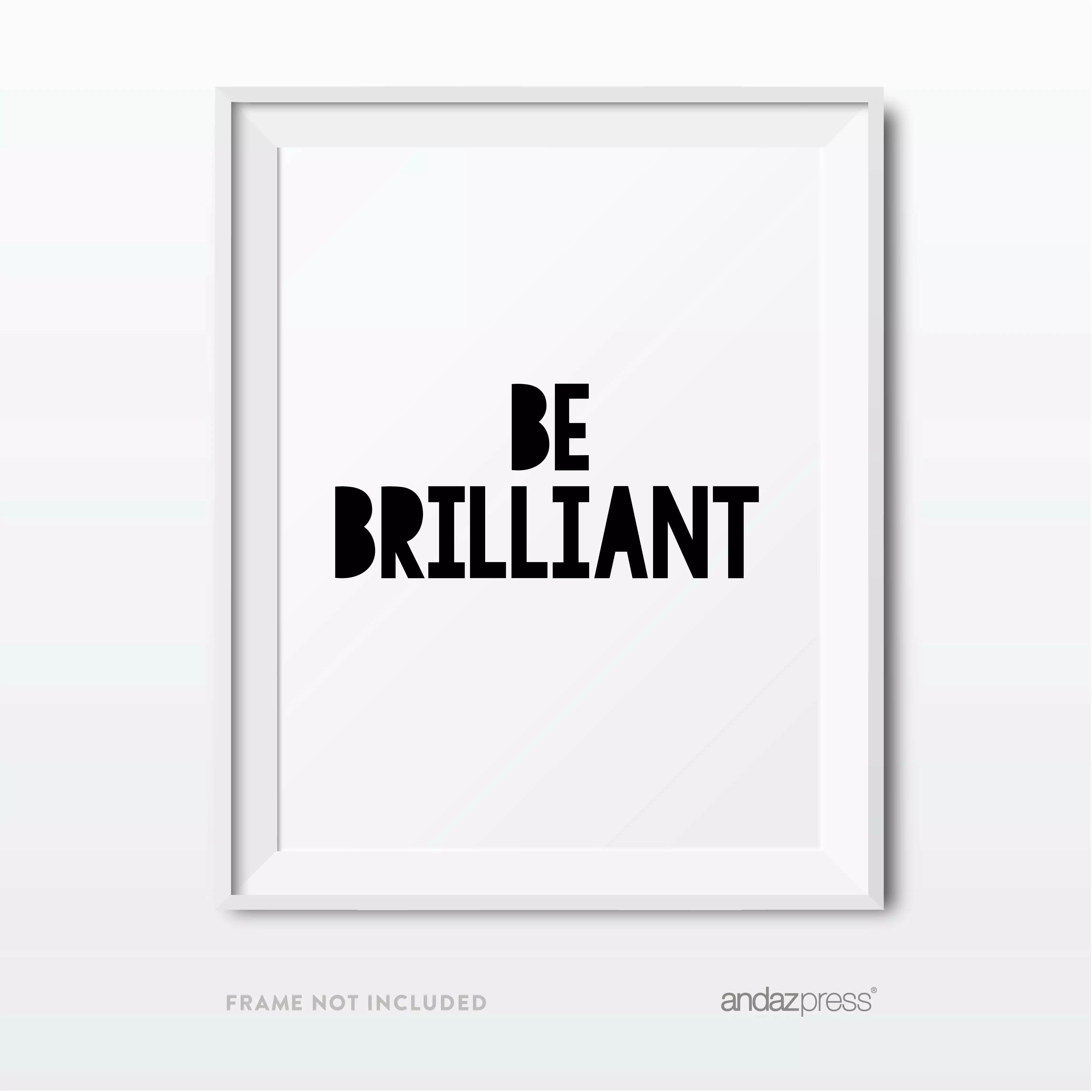 Be Brilliant Be Fearless Black Nursery Kids Room Wall Art Modern Black and White 2-Pack Andaz Press