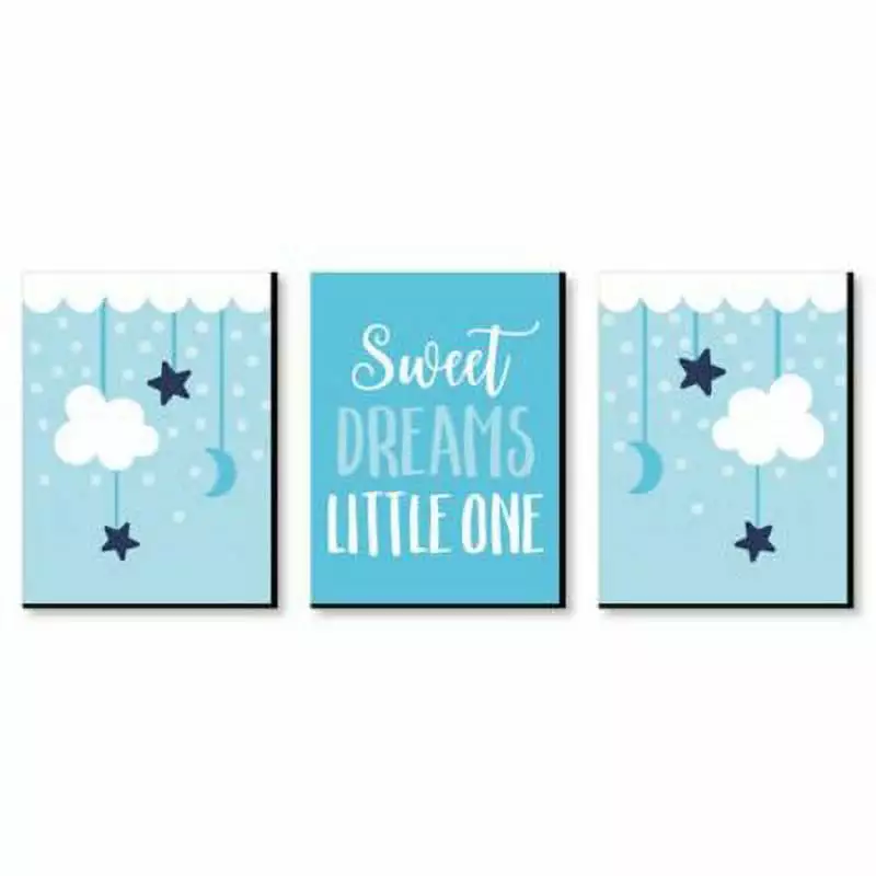 Big Dot Happiness Baby Boy Blue Nursery Wall Art - Set 3 Prints - 7.5 x 10 Inches