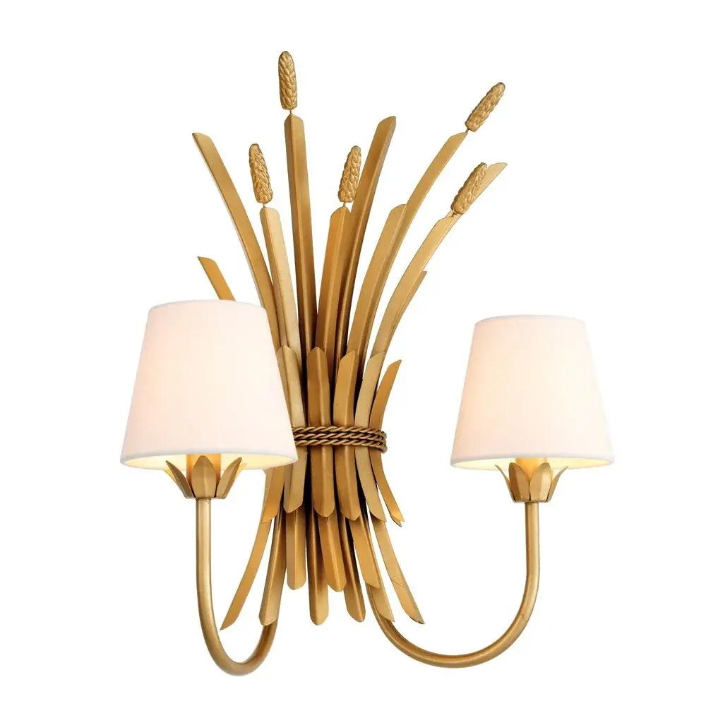 Bonheur Wall Lamp & Shade - Antique Golden Finish Indoor/Outdoor Use