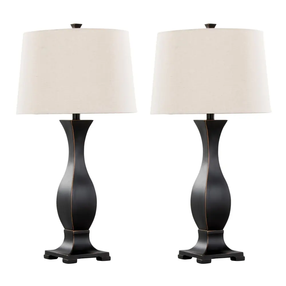 Riley - Contemporary Table Lamp (Set 2) - Oil Rubbed Rustic gold / Oat