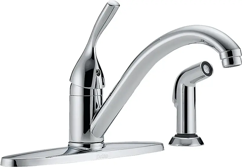 Delta 400-DST Kitchen Faucet Side Sprayer, 1.8 gpm, 1-Handle, Brass, Chromium Plated, Deck, Lever Handle Baking