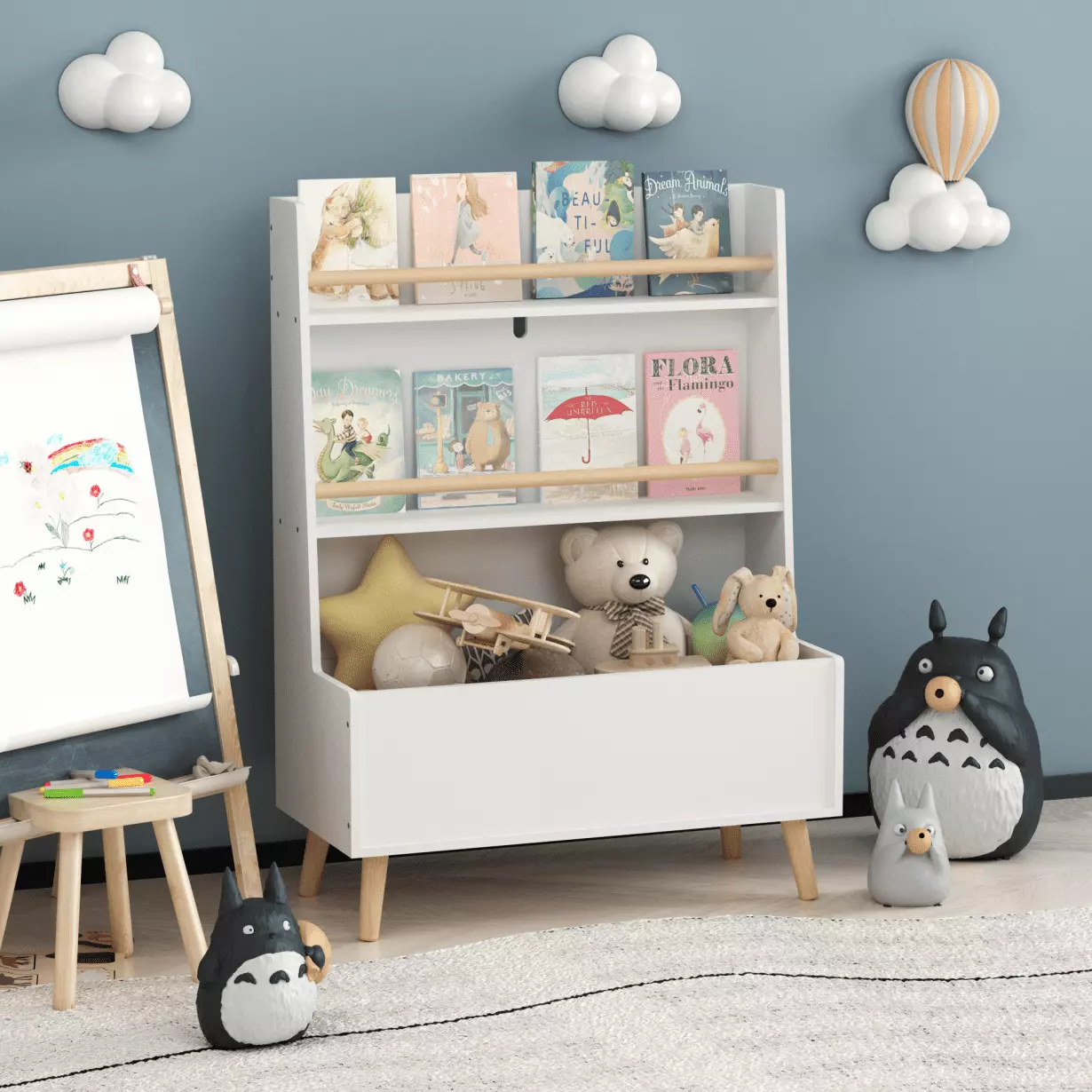 Kids Bookshelf 3-Tier Book and Magazine Wooden Open Nursery Bookcase Baby Book and Toy Storage Display Cabinet Arranger Le...