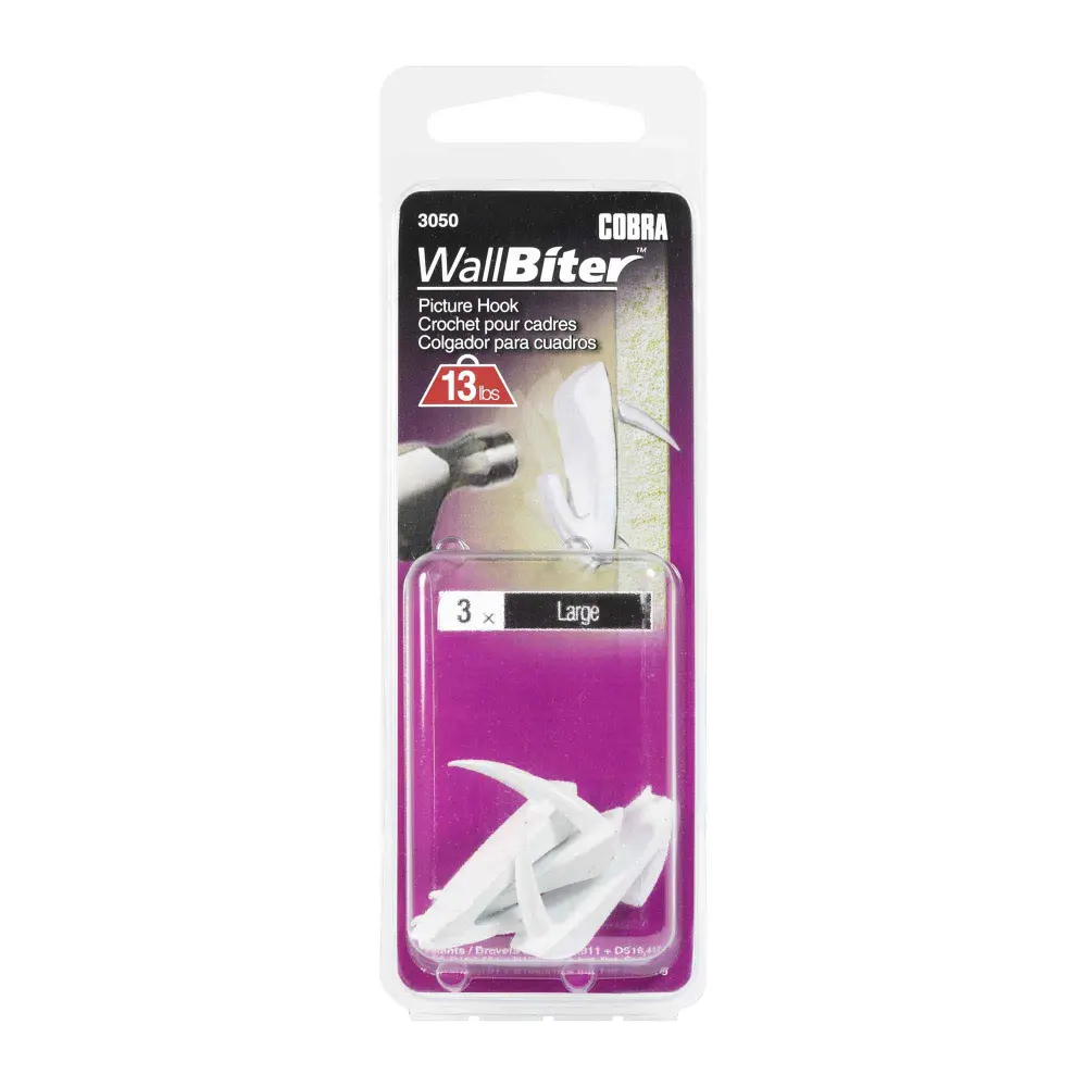 Set 4 Wallbiter Frame Hooks, Large pearl