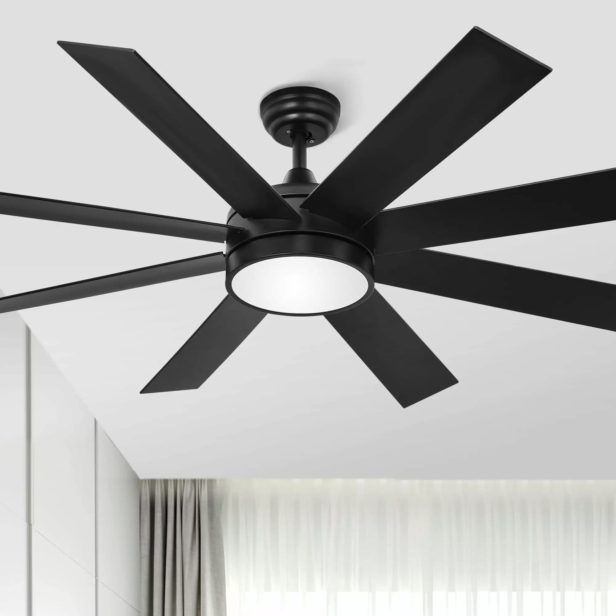 Dextrus Black 60in Ceiling Fan Light and Remote Modern Indoor Outdoor Fan