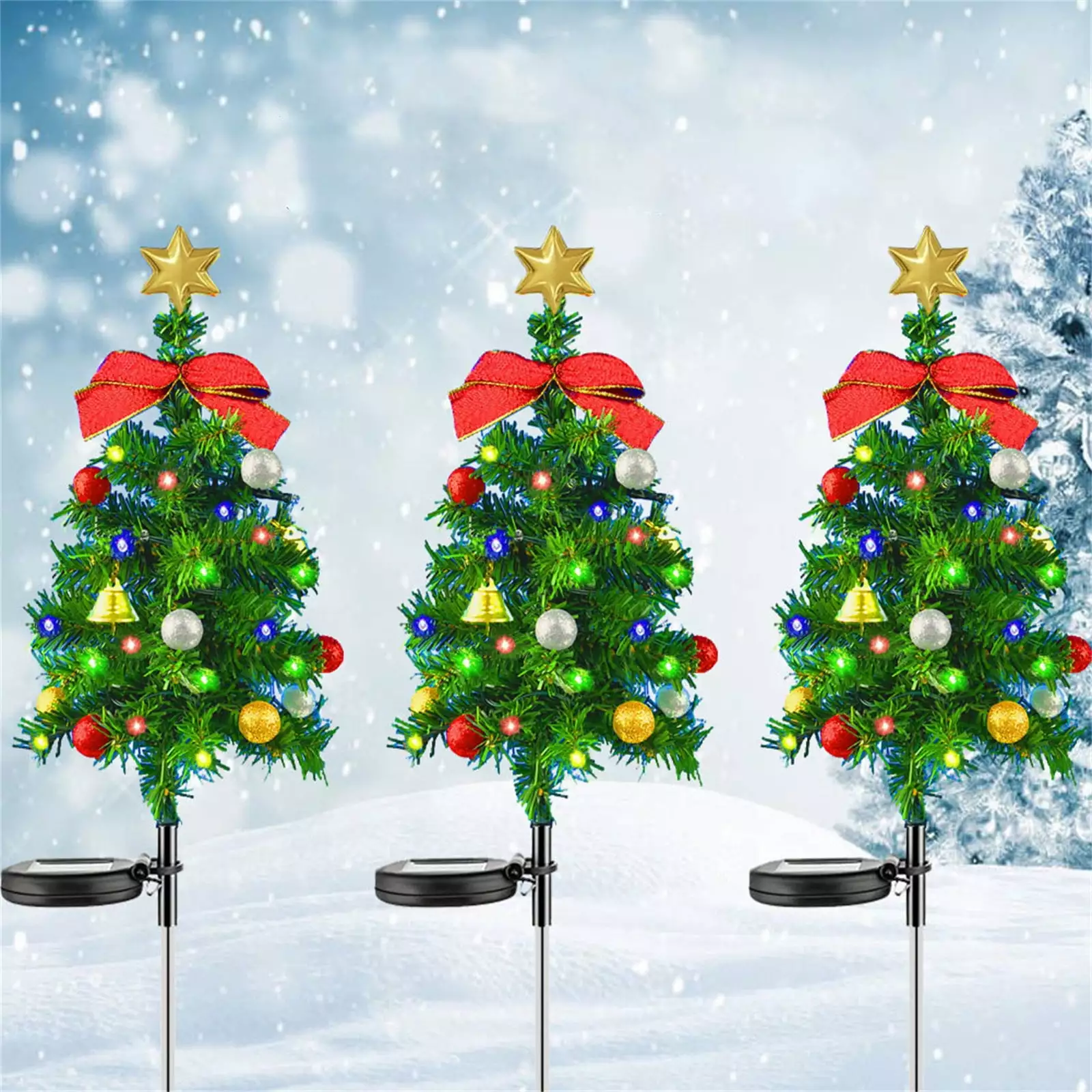 Ozmmyan Solar LED Christmas Tree Light Outdoor Garden Decoration Plug