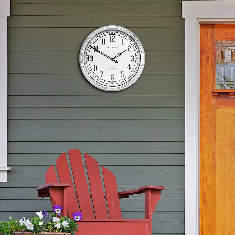 Equity La Crosse 16 Inch Indoor/Outdoor Silver Quartz Wall Clock