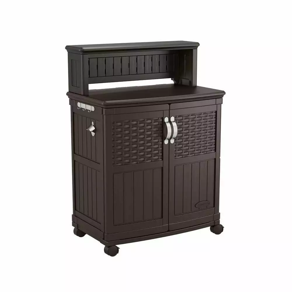 Suncast Patio Storage and Prep Station Outdoor Kitchen Organizer Grilling and Cooking