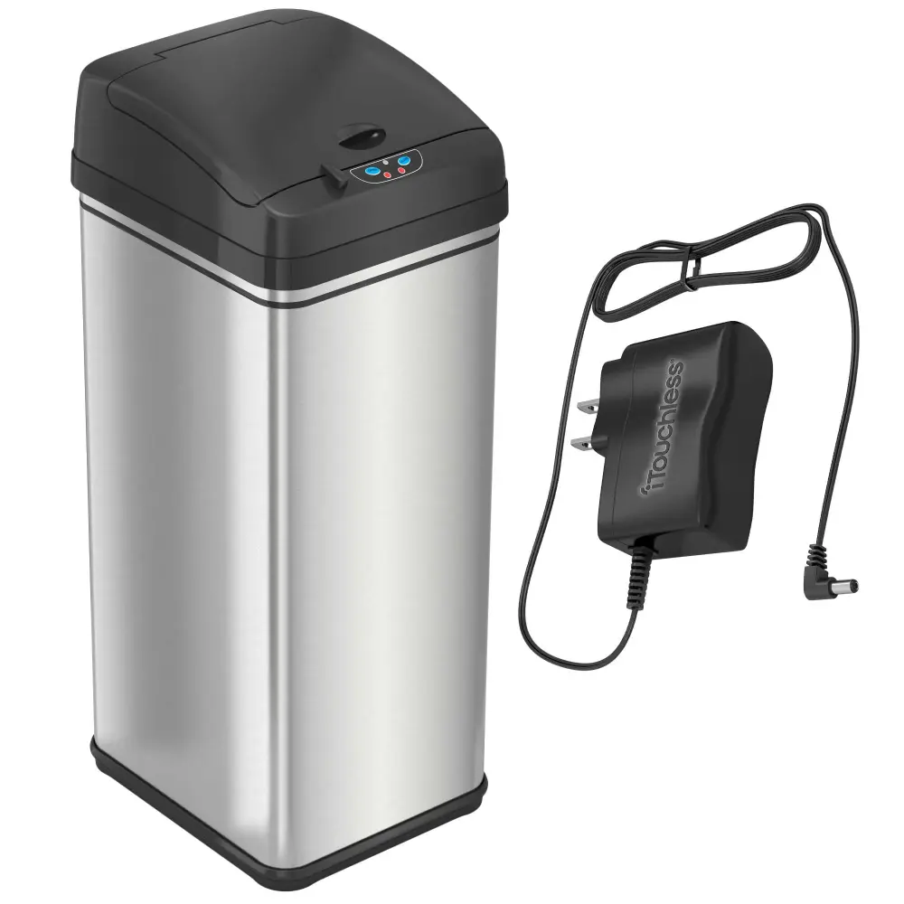 50 Liter / 13 Gallon Non-corrosive Steel Sensor Kitchen Trash Can AC Adapter and AbsorbX Odor Filter