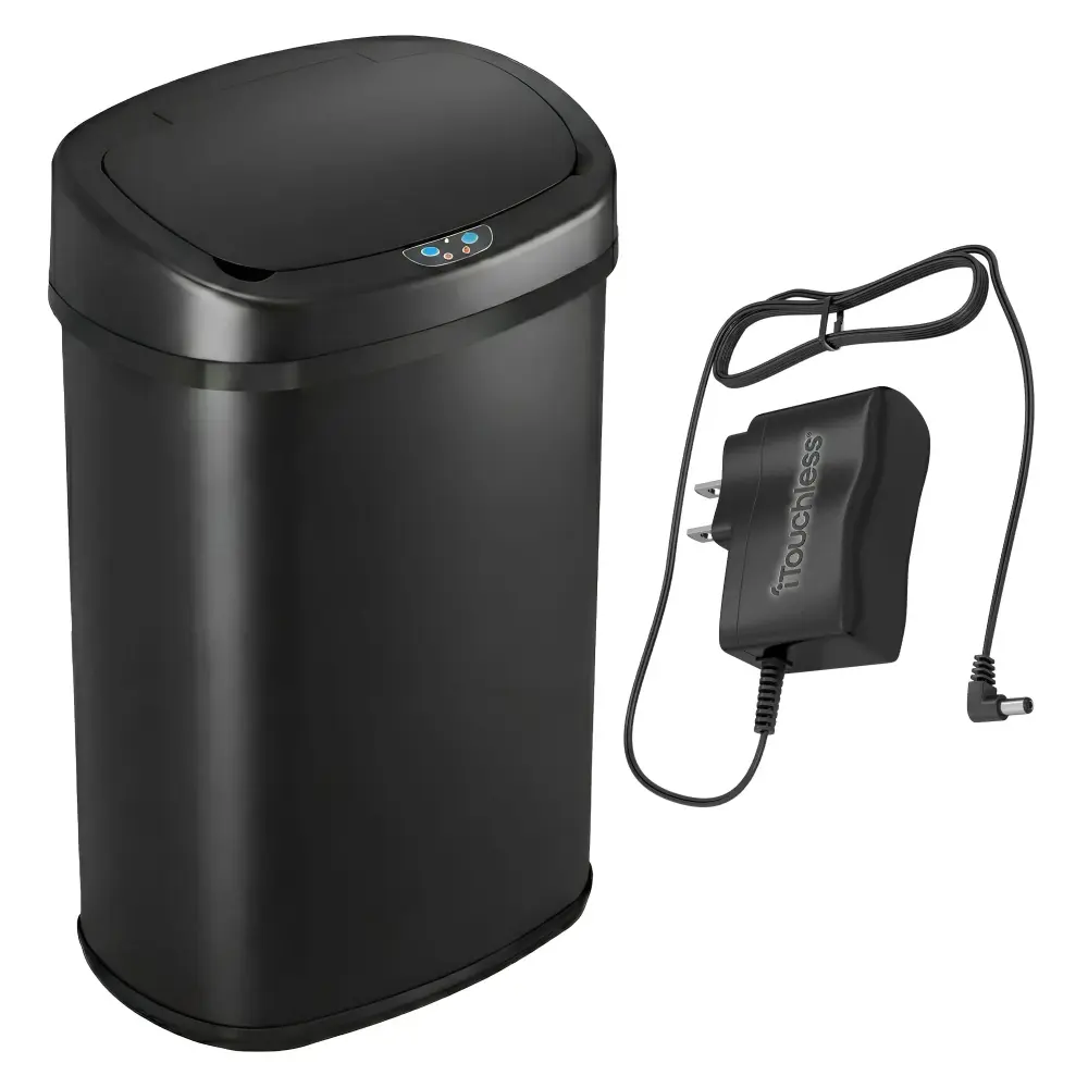 Sensor Automatic 50 Liter / 13 Gallon Charcoal Oval Sensor Kitchen Trash Can AC Adapter and AbsorbX Odor Filter